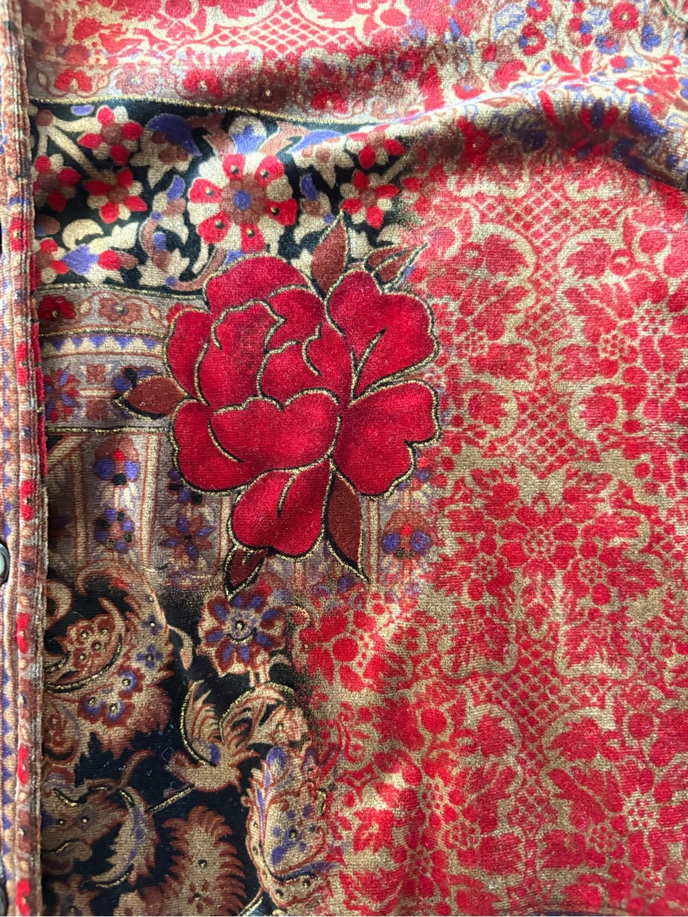 Bohemian Velvet Floral Top XL Vintage Sag Harbor - Picture 6 of 8